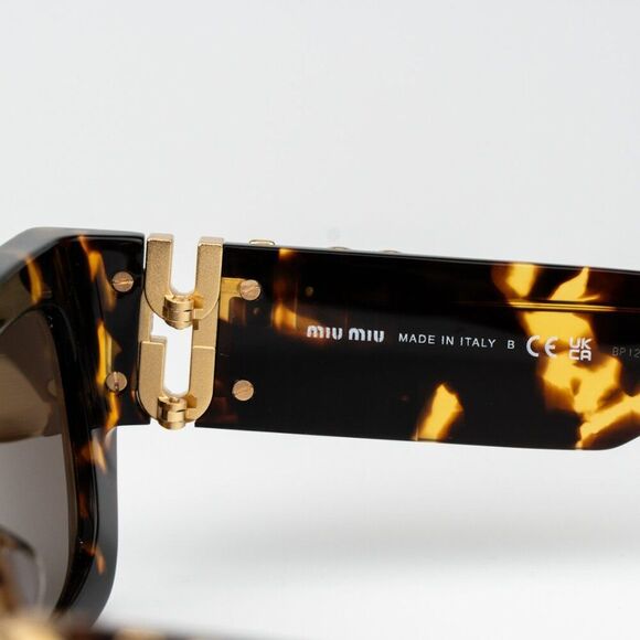 NEW Miu Miu MU09WS VAU06B GLIMPSE Honey Havana Brown Rectangle Women Sunglasses main image 11